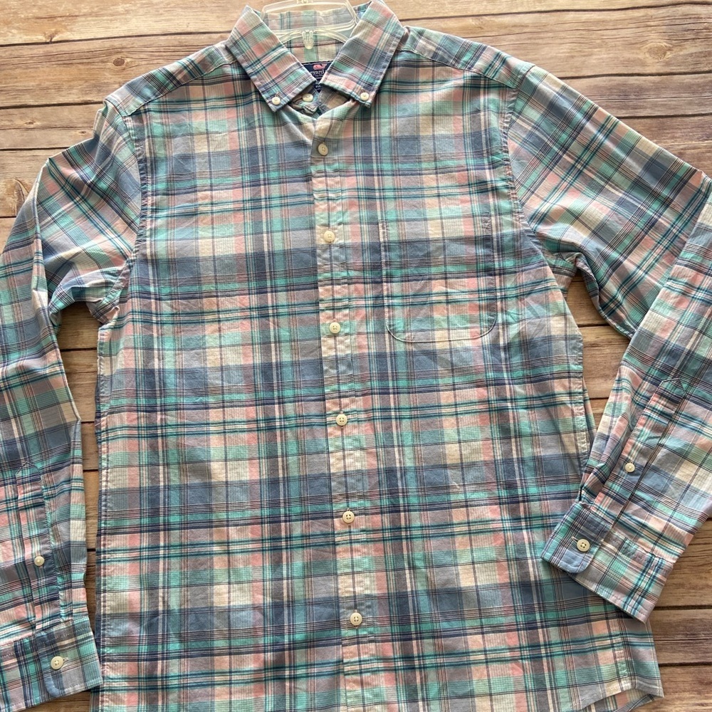 Vineyard Vines Shirt Mens Small Pastel Plaid ButtonDown Classic Fit Murray Prep